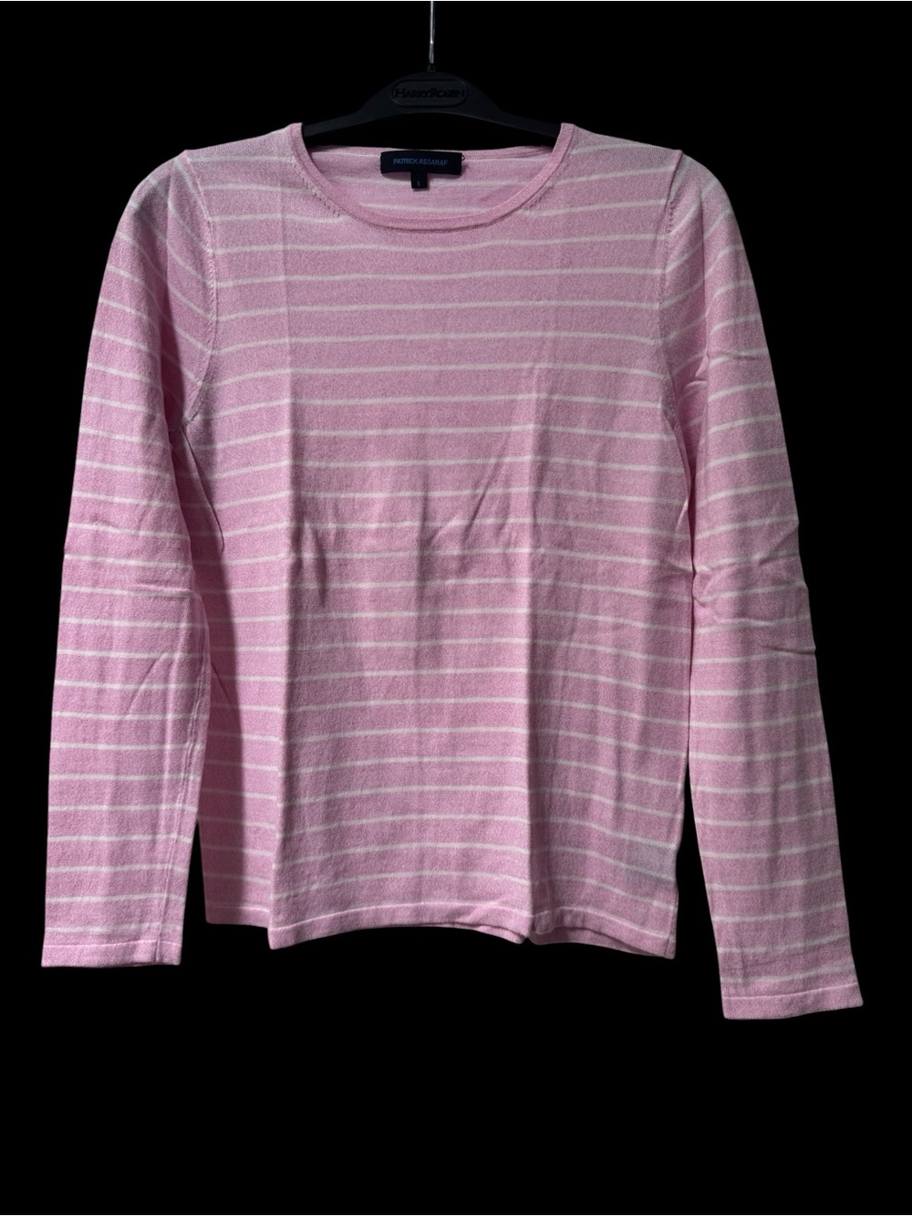 Patrick Assaraf Pink & White Striped Knit Top